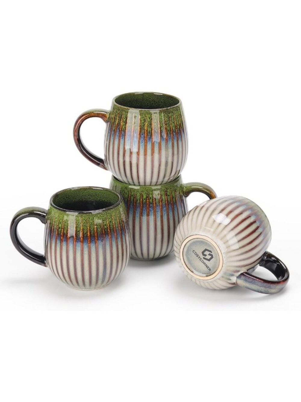 Set of 4 Large 17 oz Ceramic Coffee Mugs for Home & Office - Perfect for Tea
